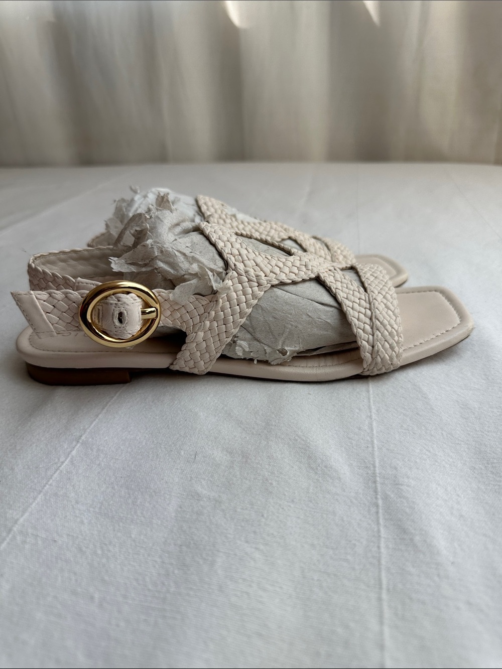 Stuart Weitzman Cream Braided Strap Sandals - Picture 6 of 7